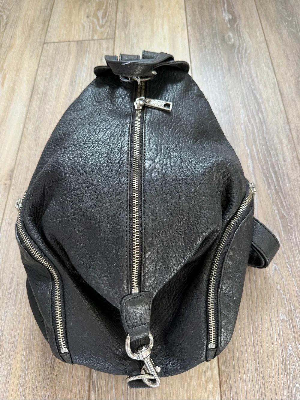 Rebecca Minkoff Julian backpack/black leather & silver hardware